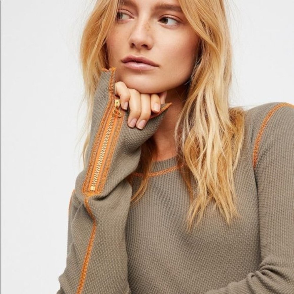 Free People Zipper Cuff Thermal Size XS - Picture 5 of 11